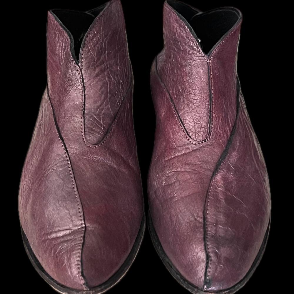 CYDWOQ Table Antique Cranberry Tooled Leather Shoe Women’s 37.5 EU